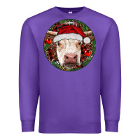 Purple Hereford Cow Christmas Premium Sweatshirt - RanaPortraitStore