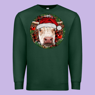 Hereford Cow Christmas Premium Sweatshirt Designed By Ranaportraitstore