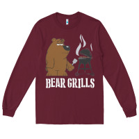 Burgundy Bear Grills Grylls Long Sleeve Tee - artisFamous