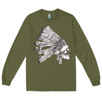 Army Green american indian Long Sleeve Tee - artisFamous