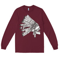 Burgundy american indian Long Sleeve Tee - artisFamous