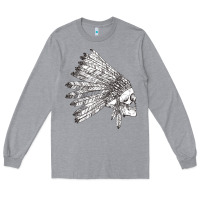 Heather Grey american indian Long Sleeve Tee - artisFamous