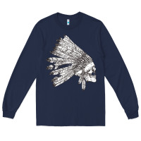 Navy american indian Long Sleeve Tee - artisFamous