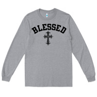 Heather Grey blessed christian christianity Long Sleeve Tee - artisFamous