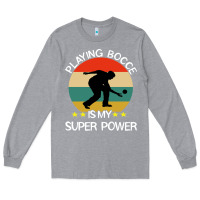 Heather Grey bocce super power boules sports Long Sleeve Tee - artisFamous