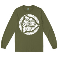 Army Green celtic trinity knot crow spiritual mandala Long Sleeve Tee - artisFamous