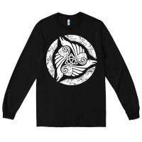 Black celtic trinity knot crow spiritual mandala Long Sleeve Tee - artisFamous