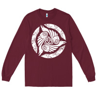 Burgundy celtic trinity knot crow spiritual mandala Long Sleeve Tee - artisFamous
