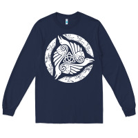 Navy celtic trinity knot crow spiritual mandala Long Sleeve Tee - artisFamous