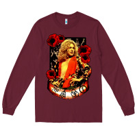 Burgundy vintage image robert plant Long Sleeve Tee - artisFamous
