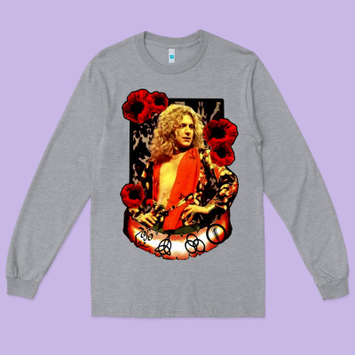 Vintage Image Robert Plant Long Sleeve Tee Designed By Artisfamous