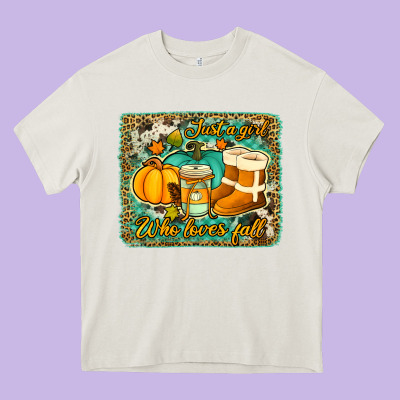Just A Girl Who Loves Fall Background Heavy Core Tee Designed By Jasminsmagicworld