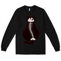 Black Cat with Fish Bone Long Sleeve Tee - artisFamous