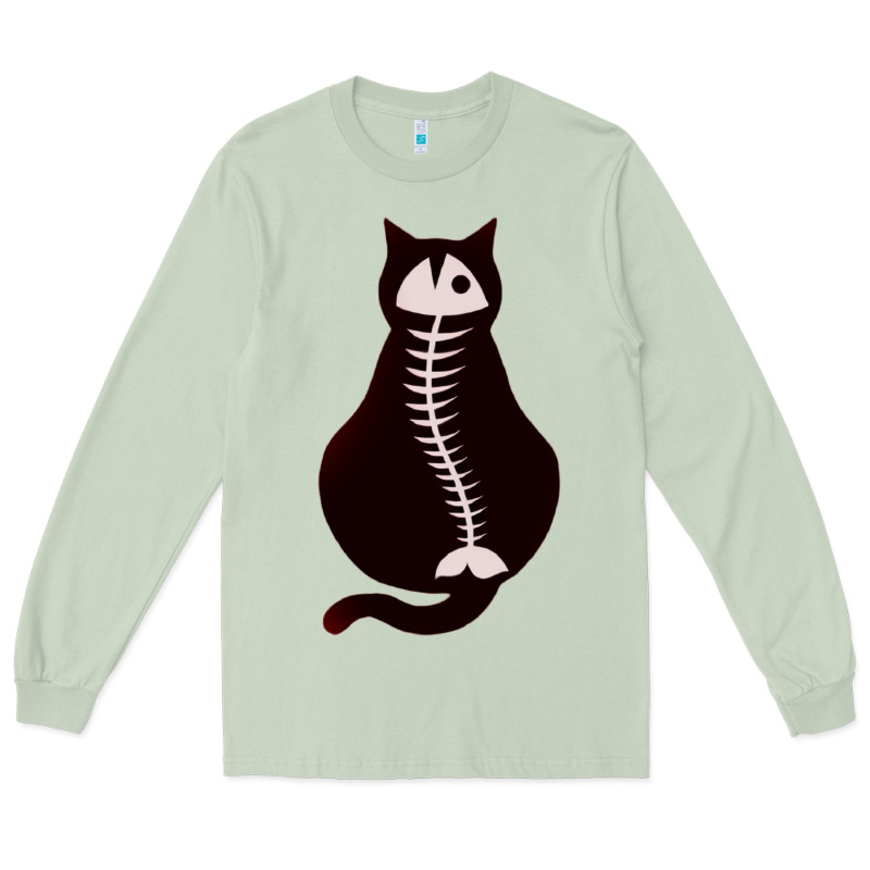 Cat With Fish Bone Long Sleeve Tee by artisFamous | Teevron