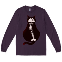 Plum Cat with Fish Bone Long Sleeve Tee - artisFamous