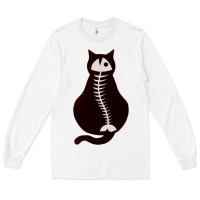 White Cat with Fish Bone Long Sleeve Tee - artisFamous