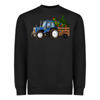 Black Blue Christmas Tractor Heavyweight Sweatshirt - RanaPortraitStore
