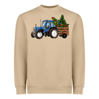 Mushroom Blue Christmas Tractor Heavyweight Sweatshirt - RanaPortraitStore