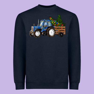 Blue Christmas Tractor Heavyweight Sweatshirt Designed By Ranaportraitstore