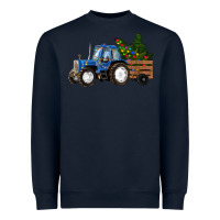 Navy Blue Christmas Tractor Heavyweight Sweatshirt - RanaPortraitStore