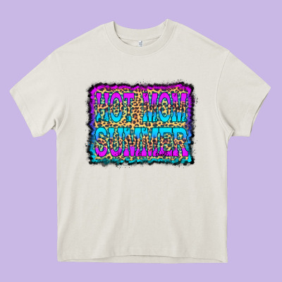 Hot Mom Summer Leopard Heavy Core Tee Designed By Cowcowdesign