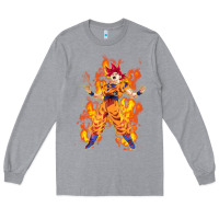 Heather Grey goku super sayan Long Sleeve Tee - artisFamous