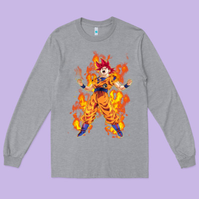 Goku Super Sayan Long Sleeve Tee Designed By Artisfamous