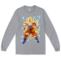 Heather Grey super saiyan Long Sleeve Tee - artisFamous