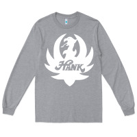Heather Grey white and black hank art Long Sleeve Tee - artisFamous