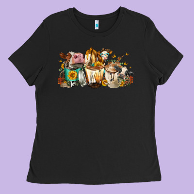 Cows And Coffee Ladies Tee Designed By Fadigitalartstudio
