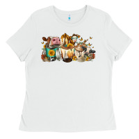 White Cows and coffee Ladies Tee - FaDigitalArtStudio