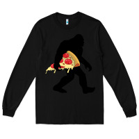 Black bigfoot carrying pizza Long Sleeve Tee - artisFamous