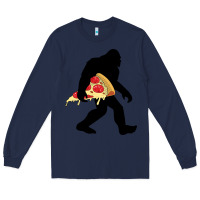 Navy bigfoot carrying pizza Long Sleeve Tee - artisFamous