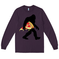 Plum bigfoot carrying pizza Long Sleeve Tee - artisFamous