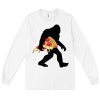 White bigfoot carrying pizza Long Sleeve Tee - artisFamous
