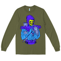 Army Green skeletor's cat premium scoop csic las Long Sleeve Tee - artisFamous