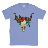 Colony Blue bull skull with roses Classic Tee - Artiststas