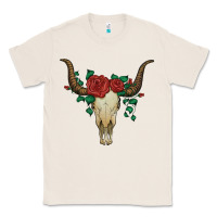 Natural bull skull with roses Classic Tee - Artiststas