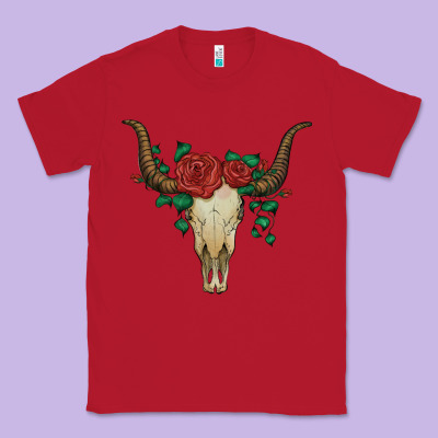 Bull Skull With Roses Classic Tee Designed By Artiststas
