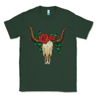 Sports Green bull skull with roses Classic Tee - Artiststas