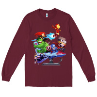 Burgundy superheroes Long Sleeve Tee - artisFamous