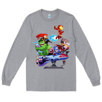 Heather Grey superheroes Long Sleeve Tee - artisFamous