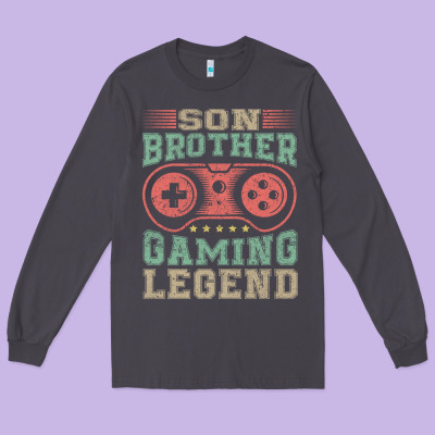 Son Brother Gaming Legend Long Sleeve Tee Designed By Artisfamous