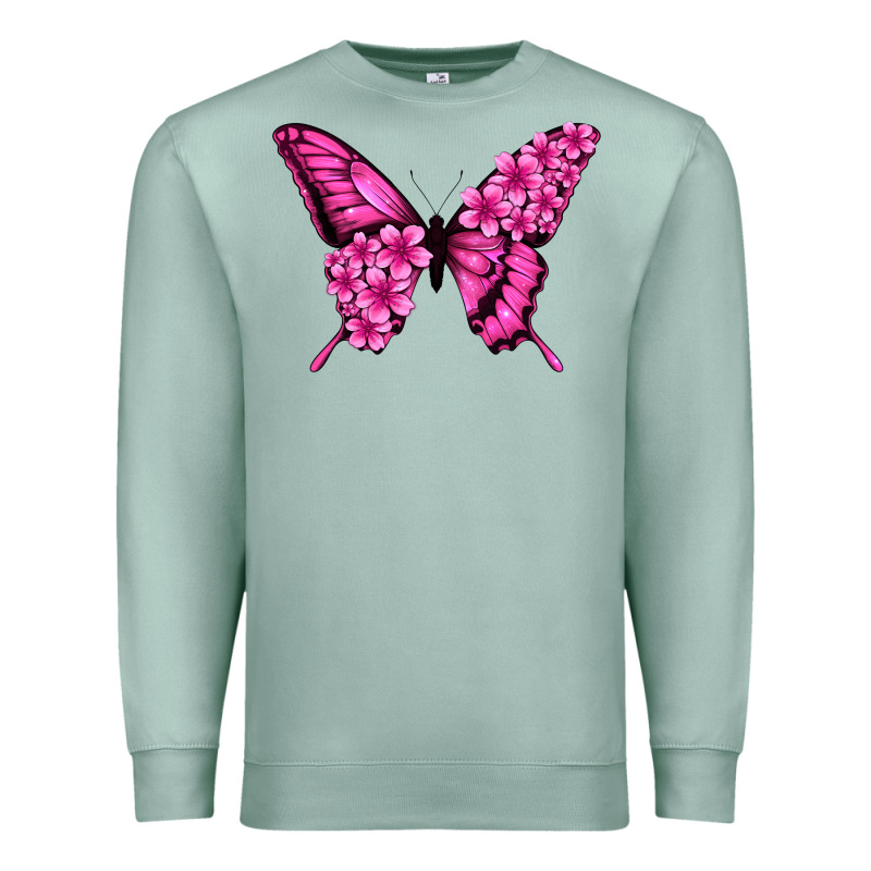 Floral Pink Butterfly Premium Sweatshirt by Jasminsmagicworld | Teevron