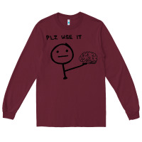 Burgundy Plz Use It Text Graphic Long Sleeve Tee - artisFamous