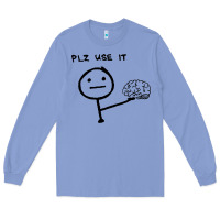 Colony Blue Plz Use It Text Graphic Long Sleeve Tee - artisFamous
