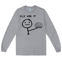 Heather Grey Plz Use It Text Graphic Long Sleeve Tee - artisFamous