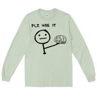 Matcha Plz Use It Text Graphic Long Sleeve Tee - artisFamous