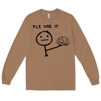 Toasted Coconut Plz Use It Text Graphic Long Sleeve Tee - artisFamous