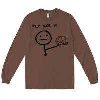 Chestnut Plz Use It Text Graphic Long Sleeve Tee - artisFamous